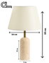 Opviq Lámpara de Mesa de Travertino con Pantalla de Tela Crema y Beige